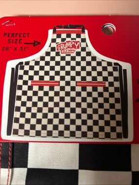 Blue Q Grumpy Old Man Black & White Checkered Apron